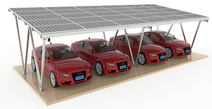 Anodized Aluminum Car Parking / Carport Solar Energy Mounting System Pv Rack Design